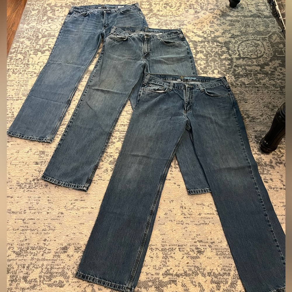 3 pairs Men’s Carhartt relaxed straight 36 x 32 work jeans